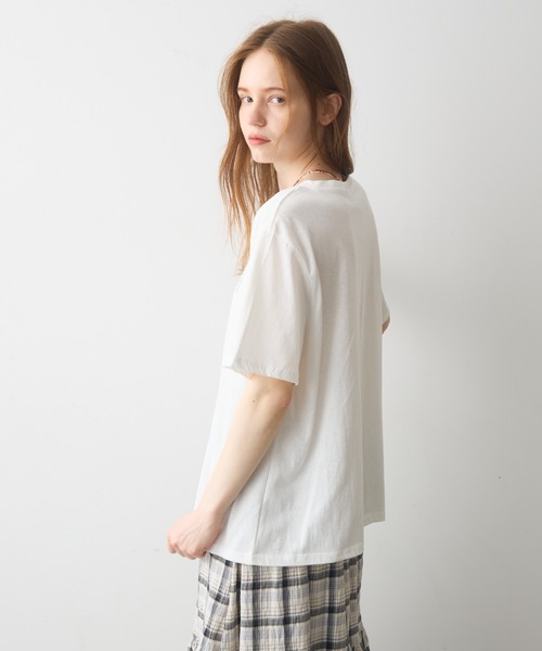 Crisp(クリスプ)の「beach print T / ビーチプリントT(Tシャツ/カットソー・レディース・グレー/ホワイト・FREE)」の9枚目の写真