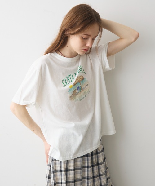 Crisp(クリスプ)の「beach print T / ビーチプリントT(Tシャツ/カットソー・レディース・グレー/ホワイト・FREE)」の3枚目の写真