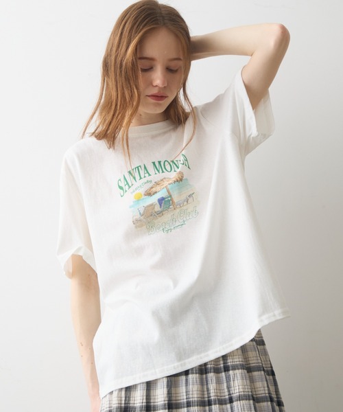 Crisp(クリスプ)の「beach print T / ビーチプリントT(Tシャツ/カットソー・レディース・グレー/ホワイト・FREE)」の5枚目の写真