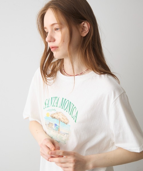 Crisp(クリスプ)の「beach print T / ビーチプリントT(Tシャツ/カットソー・レディース・グレー/ホワイト・FREE)」の6枚目の写真