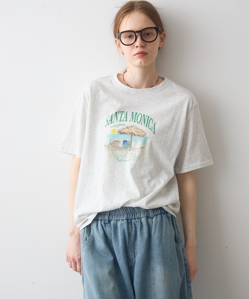 Crisp(クリスプ)の「beach print T / ビーチプリントT(Tシャツ/カットソー・レディース・グレー/ホワイト・FREE)」の20枚目の写真