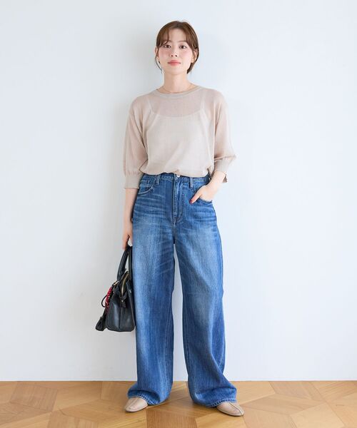 le.coeur blanc(ルクールブラン)の「《WEB限定アイテム》ドットシアーニットプルオーバー(ニット/セーター・レディース・ブラウン/イエロー/ブラック/グレイッシュベージュ・38)」の12枚目の写真