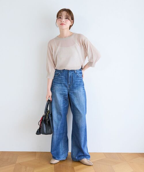 le.coeur blanc(ルクールブラン)の「《WEB限定アイテム》ドットシアーニットプルオーバー(ニット/セーター・レディース・ブラウン/イエロー/ブラック/グレイッシュベージュ・38)」の13枚目の写真