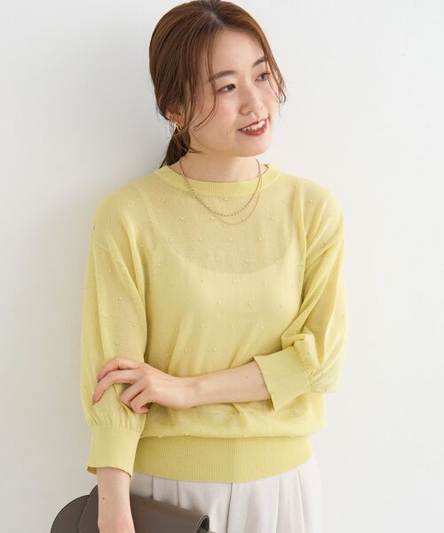 le.coeur blanc(ルクールブラン)の「《WEB限定アイテム》ドットシアーニットプルオーバー(ニット/セーター・レディース・ブラウン/イエロー/ブラック/グレイッシュベージュ・38)」の20枚目の写真