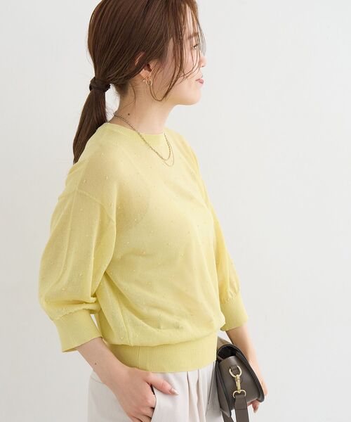 le.coeur blanc(ルクールブラン)の「《WEB限定アイテム》ドットシアーニットプルオーバー(ニット/セーター・レディース・ブラウン/イエロー/ブラック/グレイッシュベージュ・38)」の21枚目の写真