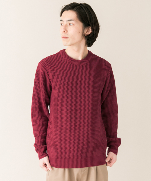 URBAN RESEARCH（アーバンリサーチ）の「UR 綿アクリル強撚クルーニット（ニット/セーター・メンズ・モカ/ブルー/ライトベージュ/レッド・LARGE/MEDIUM）」の4枚目の写真