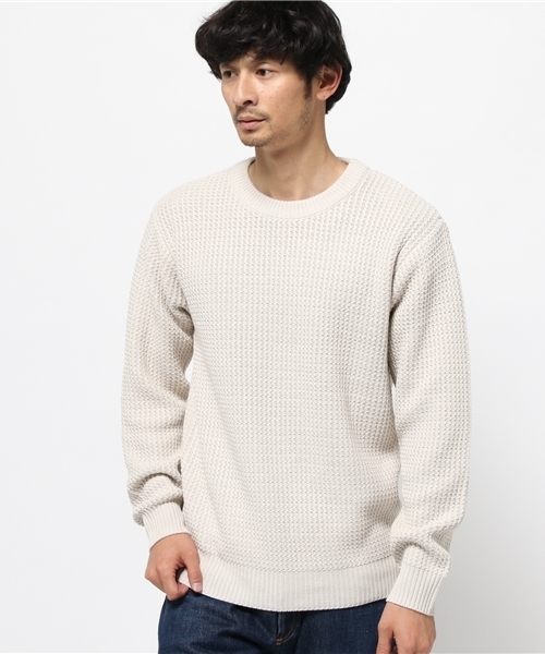 URBAN RESEARCH（アーバンリサーチ）の「UR 綿アクリル強撚クルーニット（ニット/セーター・メンズ・モカ/ブルー/ライトベージュ/レッド・LARGE/MEDIUM）」の11枚目の写真