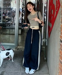 サイドライン ワイドパンツ