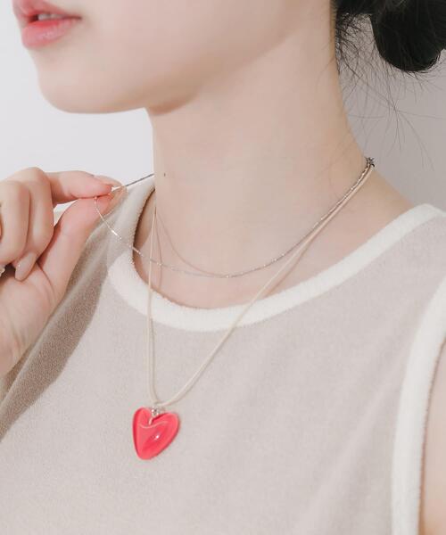 SMELLY(スメリー)の「ジェリーハート2セットネックレス(ネックレス・レディース・レッド系その他・-)」の1枚目の写真