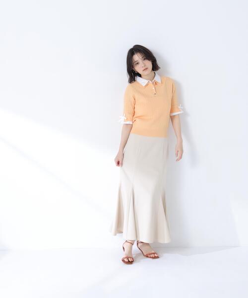 NATURAL BEAUTY BASIC(ナチュラルビューティーベーシック)の「ヘム切替マーメイドスカート(スカート・レディース・ブラック/オフホワイト/ダークブラウン・SMALL/MEDIUM/P/S)」の22枚目の写真