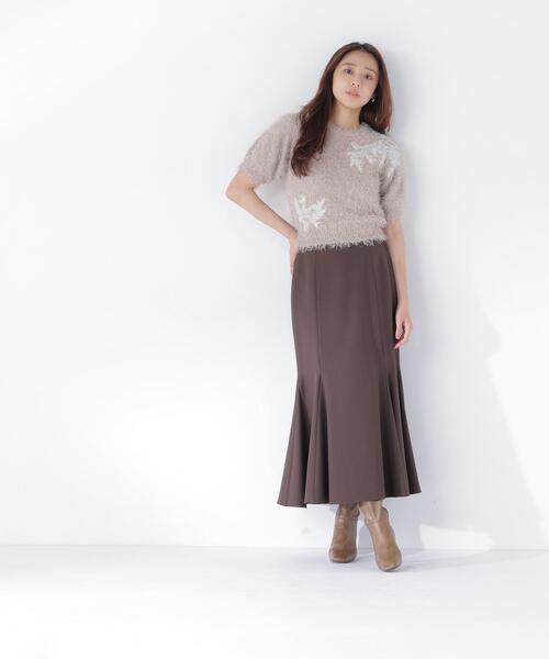 NATURAL BEAUTY BASIC(ナチュラルビューティーベーシック)の「ヘム切替マーメイドスカート(スカート・レディース・ブラック/オフホワイト/ダークブラウン・SMALL/MEDIUM/P/S)」の4枚目の写真