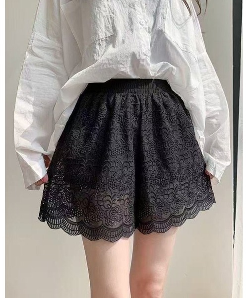 inst.ALL(インストール)の「総レーススカラップショートパンツ(その他パンツ・レディース・ホワイト/ブラック・M)」の3枚目の写真