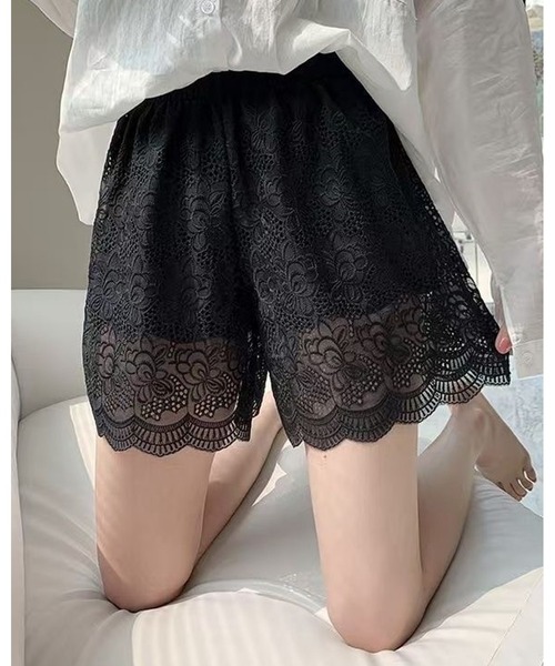 inst.ALL(インストール)の「総レーススカラップショートパンツ(その他パンツ・レディース・ホワイト/ブラック・M)」の4枚目の写真