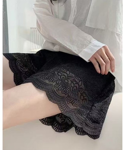 inst.ALL(インストール)の「総レーススカラップショートパンツ(その他パンツ・レディース・ホワイト/ブラック・M)」の5枚目の写真