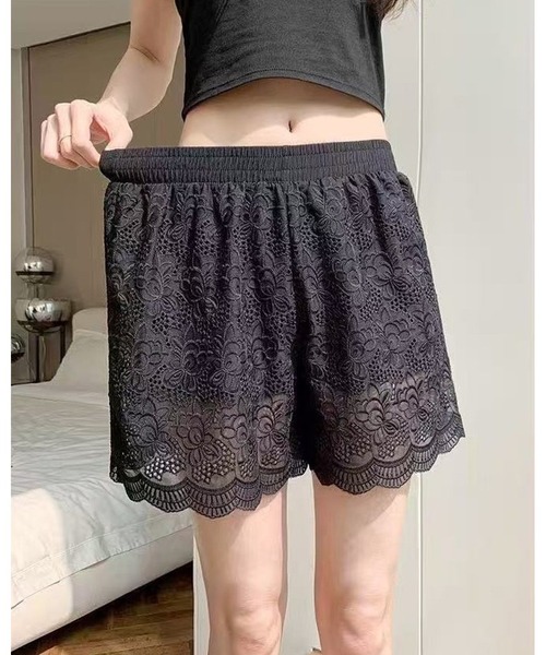 inst.ALL(インストール)の「総レーススカラップショートパンツ(その他パンツ・レディース・ホワイト/ブラック・M)」の6枚目の写真