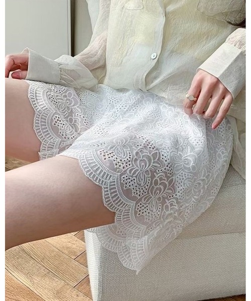 inst.ALL(インストール)の「総レーススカラップショートパンツ(その他パンツ・レディース・ホワイト/ブラック・M)」の9枚目の写真