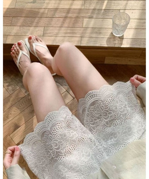 inst.ALL(インストール)の「総レーススカラップショートパンツ(その他パンツ・レディース・ホワイト/ブラック・M)」の11枚目の写真