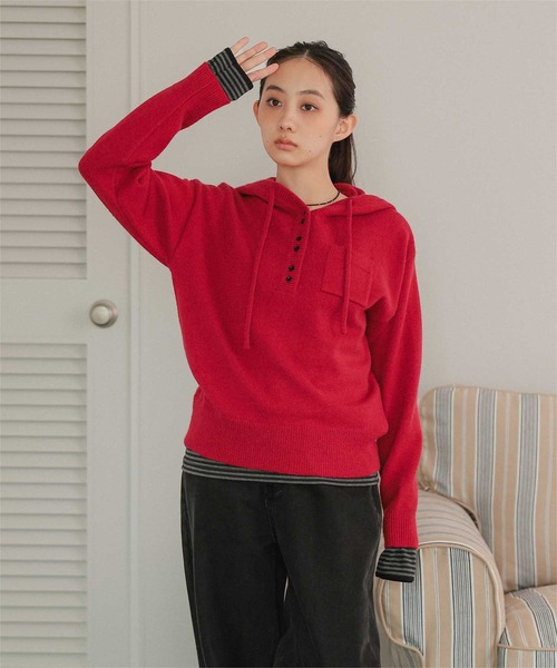 miette(ミエット)の「フードニットプルオーバー(ニット/セーター・レディース・レッド/ブラウン系その他/ブラック系その他/チャコール・FREE)」の16枚目の写真