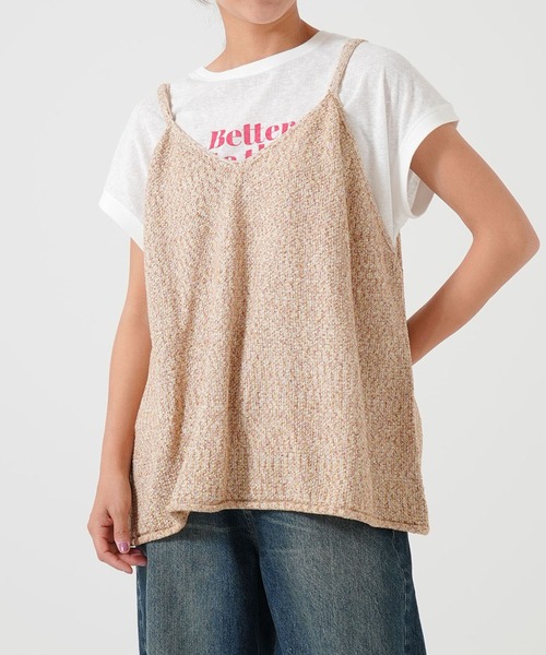 HEART MARKET（ハートマーケット）の「Wストラップニットキャミ（ベスト・レディース・チャコール/ブラック/ベージュ系/オートミール・FREE）」の4枚目の写真