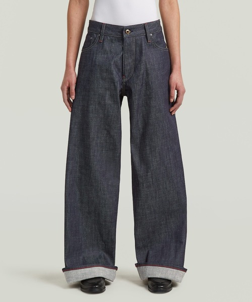 G-STAR(ジースター)の「Roxx Selvedge Wide Jeans/セルビッジワイドルーズジーンズ/L28(デニムパンツ・レディース・ダークインディゴブルー・26inch/25inch/24inch/27inch)」の1枚目の写真