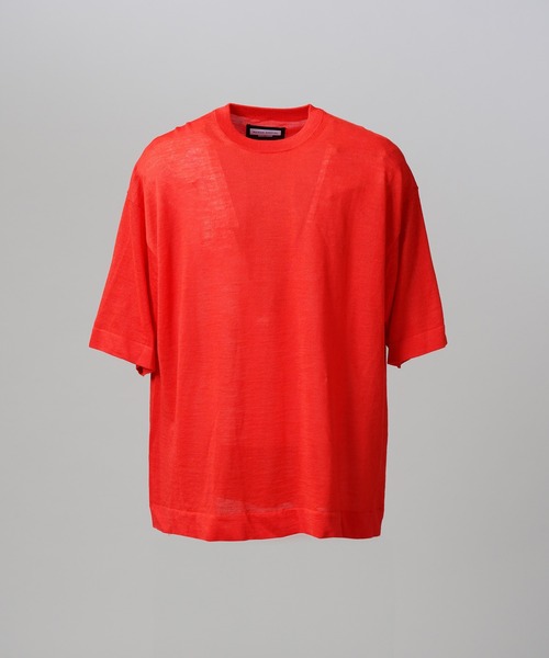 MAISON SPECIAL(メゾンスペシャル)の「《UNISEX》Ramie-SOLOTEX Prime-Over Crewneck Short Sleeve Knit T-shirt/ラミーソロテックスプライムオーバークルーネックショートスリーブニットTシャツ【MAISON SPECIAL/メゾンスペシャル】(Tシャツ/カットソー・メンズ・サックスブルー/ブラック/レッド・0/2/1)」の1枚目の写真