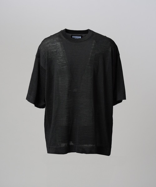MAISON SPECIAL(メゾンスペシャル)の「《UNISEX》Ramie-SOLOTEX Prime-Over Crewneck Short Sleeve Knit T-shirt/ラミーソロテックスプライムオーバークルーネックショートスリーブニットTシャツ【MAISON SPECIAL/メゾンスペシャル】(Tシャツ/カットソー・メンズ・サックスブルー/ブラック/レッド・0/2/1)」の2枚目の写真