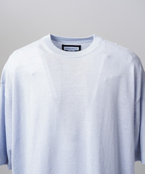 MAISON SPECIAL(メゾンスペシャル)の「《UNISEX》Ramie-SOLOTEX Prime-Over Crewneck Short Sleeve Knit T-shirt/ラミーソロテックスプライムオーバークルーネックショートスリーブニットTシャツ【MAISON SPECIAL/メゾンスペシャル】(Tシャツ/カットソー・メンズ・サックスブルー/ブラック/レッド・0/2/1)」の6枚目の写真