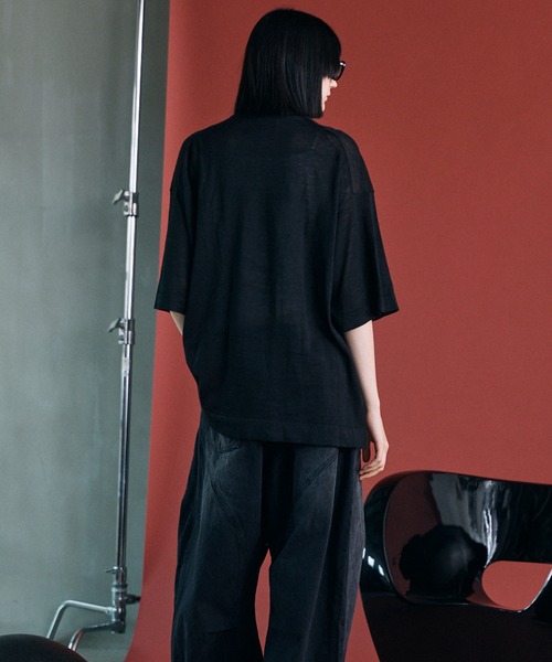 MAISON SPECIAL(メゾンスペシャル)の「《UNISEX》Ramie-SOLOTEX Prime-Over Crewneck Short Sleeve Knit T-shirt/ラミーソロテックスプライムオーバークルーネックショートスリーブニットTシャツ【MAISON SPECIAL/メゾンスペシャル】(Tシャツ/カットソー・メンズ・サックスブルー/ブラック/レッド・0/2/1)」の19枚目の写真