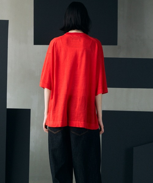 MAISON SPECIAL(メゾンスペシャル)の「《UNISEX》Ramie-SOLOTEX Prime-Over Crewneck Short Sleeve Knit T-shirt/ラミーソロテックスプライムオーバークルーネックショートスリーブニットTシャツ【MAISON SPECIAL/メゾンスペシャル】(Tシャツ/カットソー・メンズ・サックスブルー/ブラック/レッド・0/2/1)」の22枚目の写真