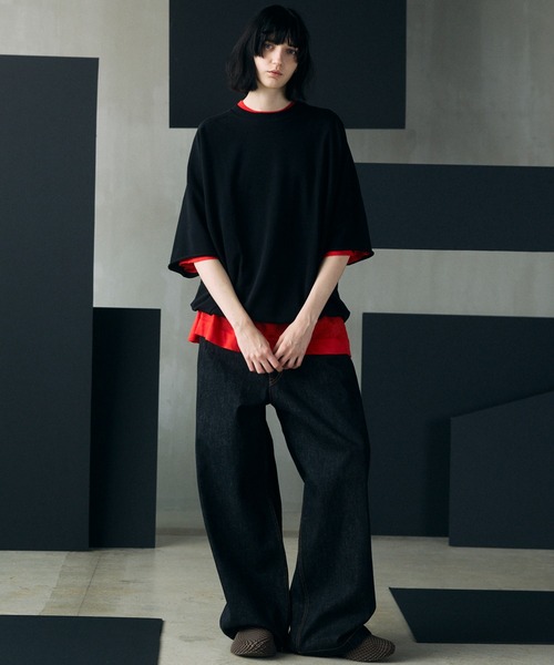MAISON SPECIAL(メゾンスペシャル)の「《UNISEX》Ramie-SOLOTEX Prime-Over Crewneck Short Sleeve Knit T-shirt/ラミーソロテックスプライムオーバークルーネックショートスリーブニットTシャツ【MAISON SPECIAL/メゾンスペシャル】(Tシャツ/カットソー・メンズ・サックスブルー/ブラック/レッド・0/2/1)」の13枚目の写真