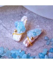 【Willija】金属アレルギー対応《Just for…》淡水パールと天然石のピアス(MA)
