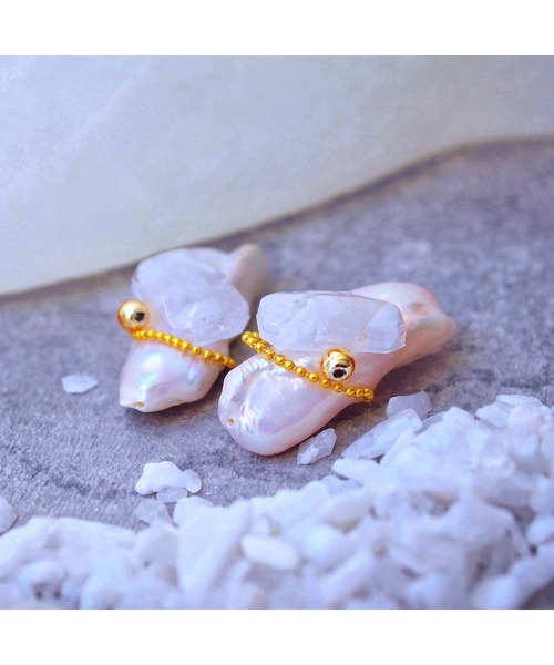 tone(トーン)の「【Willija】金属アレルギー対応《Just for…》淡水パールと天然石のピアス(MA)(ピアス(両耳用)・レディース・ブルー/ホワイト/グリーン/ピンク/レッド・FREE)」の8枚目の写真