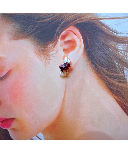 tone(トーン)の「【Willija】金属アレルギー対応《Just for…》淡水パールと天然石のピアス(MA)(ピアス(両耳用)・レディース・ブルー/ホワイト/グリーン/ピンク/レッド・FREE)」の21枚目の写真