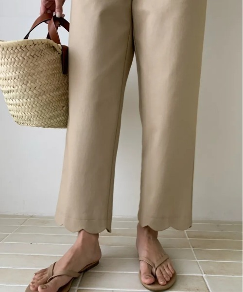 BIRTHDAY BASH（バースデイバッシュ）の「SCALLOPED SET UP LINEN100（スカラップセットアップリネン100%）（サロペット/オーバーオール・レディース・ベージュ・S/M/L）」の3枚目の写真