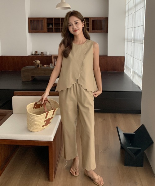 BIRTHDAY BASH（バースデイバッシュ）の「SCALLOPED SET UP LINEN100（スカラップセットアップリネン100%）（サロペット/オーバーオール・レディース・ベージュ・S/M/L）」の11枚目の写真