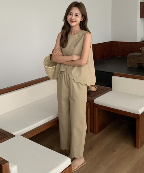 BIRTHDAY BASH（バースデイバッシュ）の「SCALLOPED SET UP LINEN100（スカラップセットアップリネン100%）（サロペット/オーバーオール・レディース・ベージュ・S/M/L）」の14枚目の写真