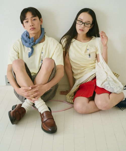 common gull products.(コモンガルプロダクツ)の「夏の手前のボタンの香りTシャツ(Tシャツ/カットソー・レディース・ホワイト系/イエロー系1/レッド系・S/M/L)」の4枚目の写真