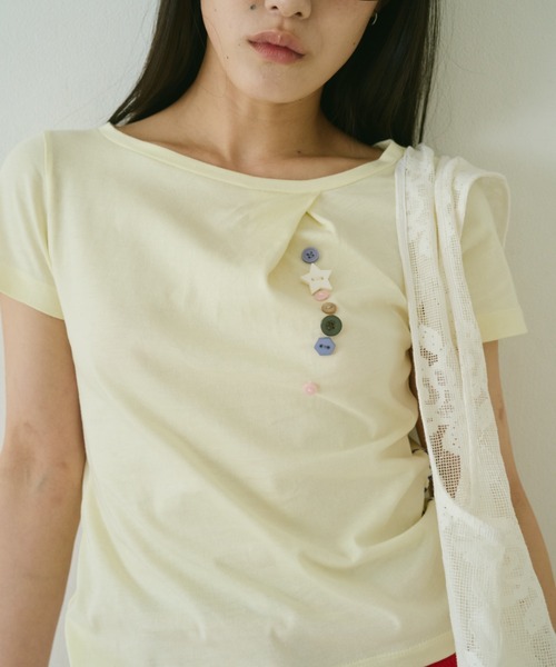 common gull products.(コモンガルプロダクツ)の「夏の手前のボタンの香りTシャツ(Tシャツ/カットソー・レディース・ホワイト系/イエロー系1/レッド系・S/M/L)」の17枚目の写真