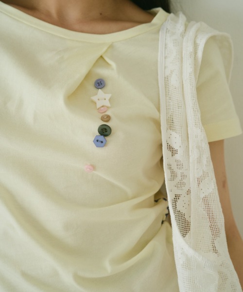 common gull products.(コモンガルプロダクツ)の「夏の手前のボタンの香りTシャツ(Tシャツ/カットソー・レディース・ホワイト系/イエロー系1/レッド系・S/M/L)」の19枚目の写真