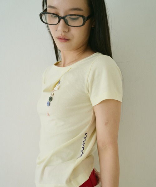 common gull products.(コモンガルプロダクツ)の「夏の手前のボタンの香りTシャツ(Tシャツ/カットソー・レディース・ホワイト系/イエロー系1/レッド系・S/M/L)」の20枚目の写真