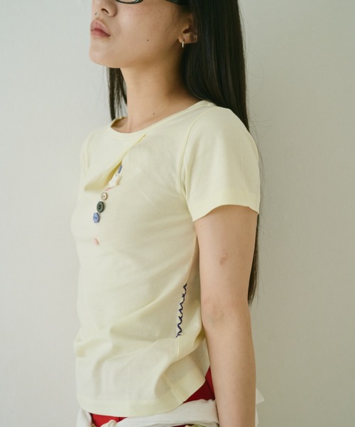common gull products.(コモンガルプロダクツ)の「夏の手前のボタンの香りTシャツ(Tシャツ/カットソー・レディース・ホワイト系/イエロー系1/レッド系・S/M/L)」の21枚目の写真