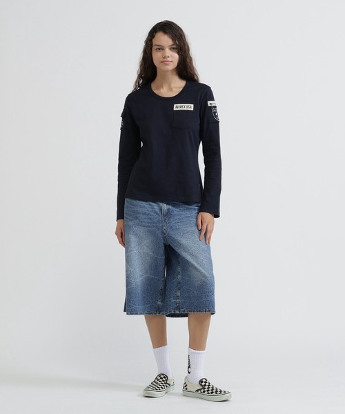AVIREX（アヴィレックス）の「FATIGUE L/S T-SHIRT（Tシャツ/カットソー・レディース・ネイビー/ホワイト/ブラック/ホワイト系その他/ブラック系その他・M/S/L）」の18枚目の写真