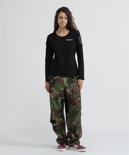AVIREX（アヴィレックス）の「FATIGUE L/S T-SHIRT（Tシャツ/カットソー・レディース・ネイビー/ホワイト/ブラック/ホワイト系その他/ブラック系その他・M/S/L）」の16枚目の写真
