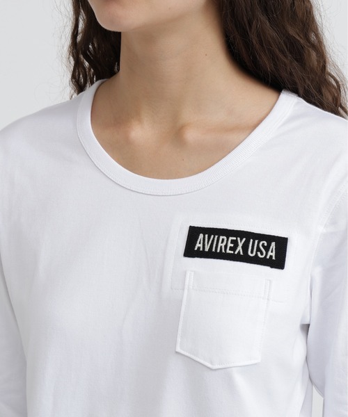AVIREX（アヴィレックス）の「FATIGUE L/S T-SHIRT（Tシャツ/カットソー・レディース・ネイビー/ホワイト/ブラック/ホワイト系その他/ブラック系その他・M/S/L）」の11枚目の写真