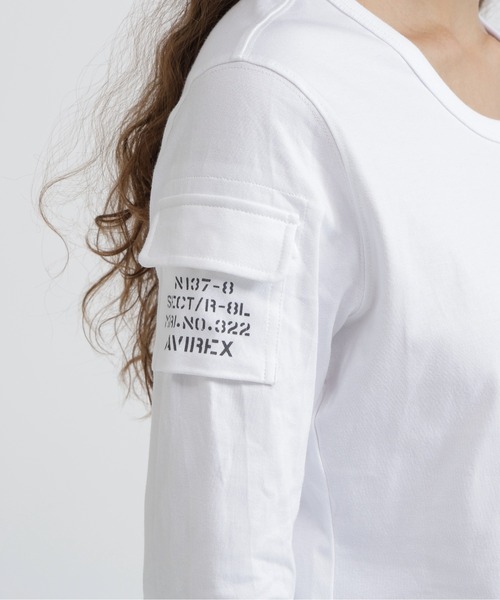 AVIREX（アヴィレックス）の「FATIGUE L/S T-SHIRT（Tシャツ/カットソー・レディース・ネイビー/ホワイト/ブラック/ホワイト系その他/ブラック系その他・M/S/L）」の14枚目の写真