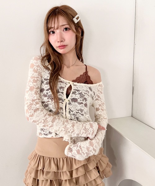 Loueme(ルエム)の「ヴィンテージレースベロアキャミソール(キャミソール・レディース・グレー/オフホワイト/ブラウン・FREE)」の16枚目の写真