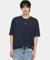 シルクリネンラウンドTシャツマリンネイビー