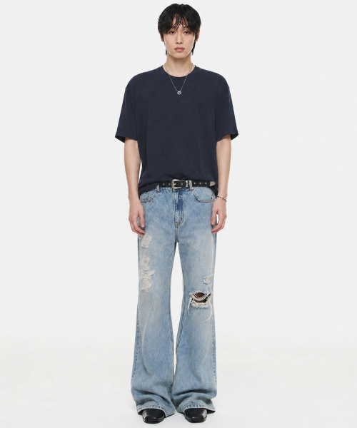 DNSR（ディーエヌエスアール）の「シルクリネンラウンドTシャツマリンネイビー（Tシャツ/カットソー・メンズ・その他・MEDIUM/LARGE/X-LARGE）」の2枚目の写真