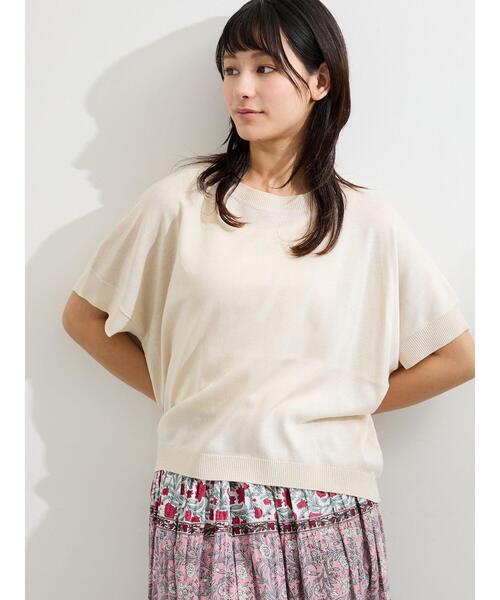 Samansa Mos2(サマンサ モスモス)の「◇【マシンウォッシャブル.接触冷感】麻タッチニットPO(ニット/セーター・レディース・チャコールグレー/グレー/キナリ・F)」の1枚目の写真