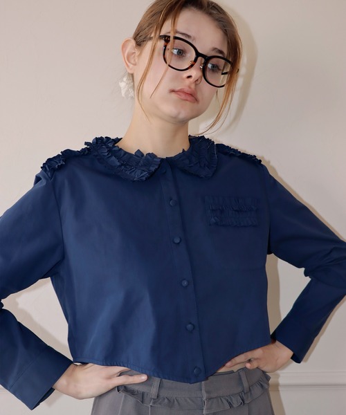 mieya mieya（ミーヤミーヤ）の「【mieya mieya】PETAL DETAIL BL/ペタルディテールブラウス（シャツ/ブラウス・レディース・ブルー/サックスブルー・FREE）」の10枚目の写真